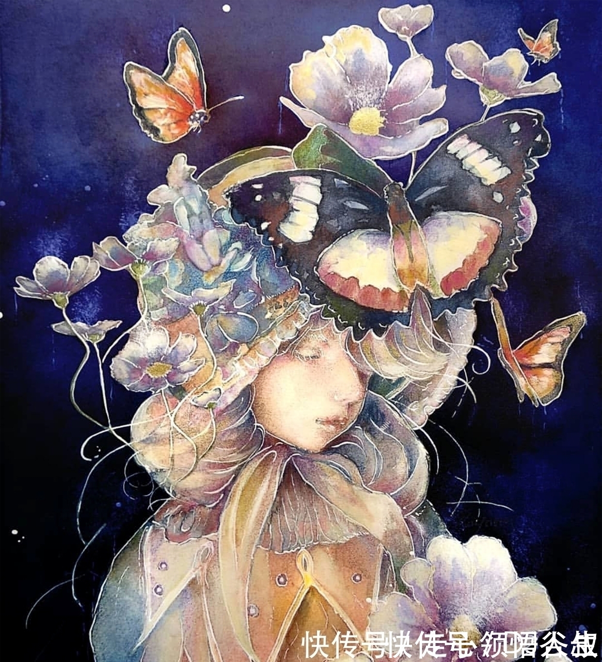 珀耳塞福涅&寂静宇宙中的明眸:色彩与金箔的交融,插画家卡法西斯的神话四季