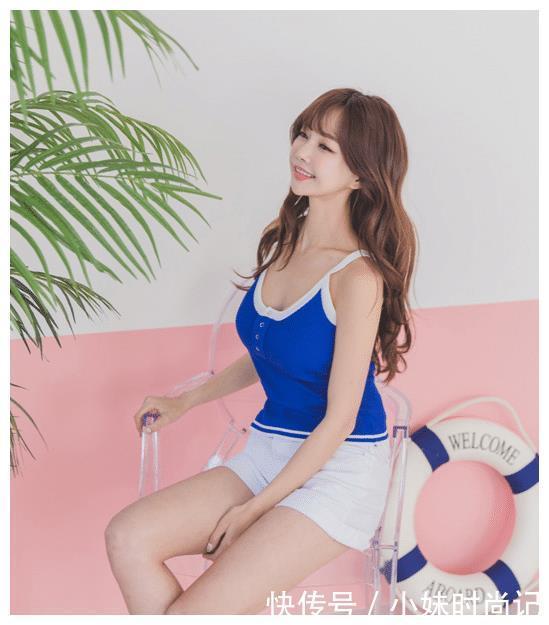小背心|蓝色上衣, 白色短裤, 小清新的运动风你喜欢吗?