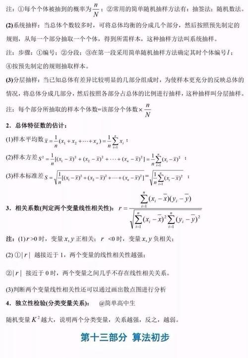 高中数学：章节知识点汇总，基础不好的同学注意啦！