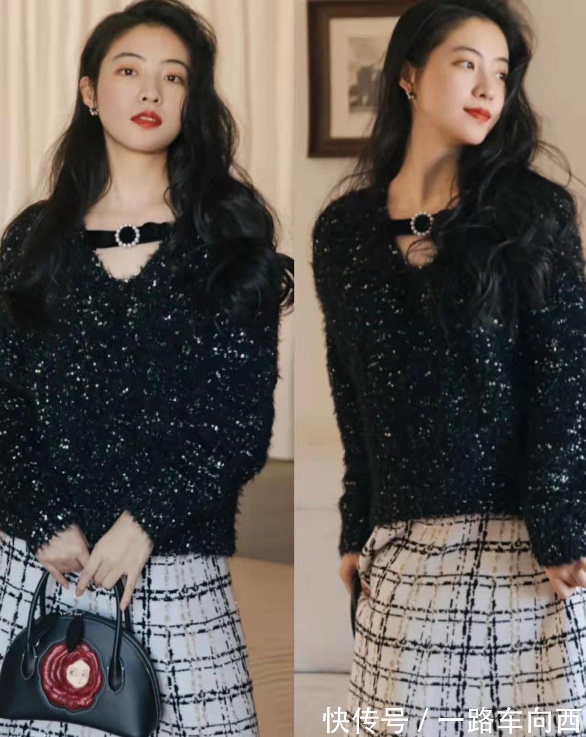 秋冬 优雅显贵的黑毛衣怎么穿?高级显气质的穿搭法,显瘦是最小的优点