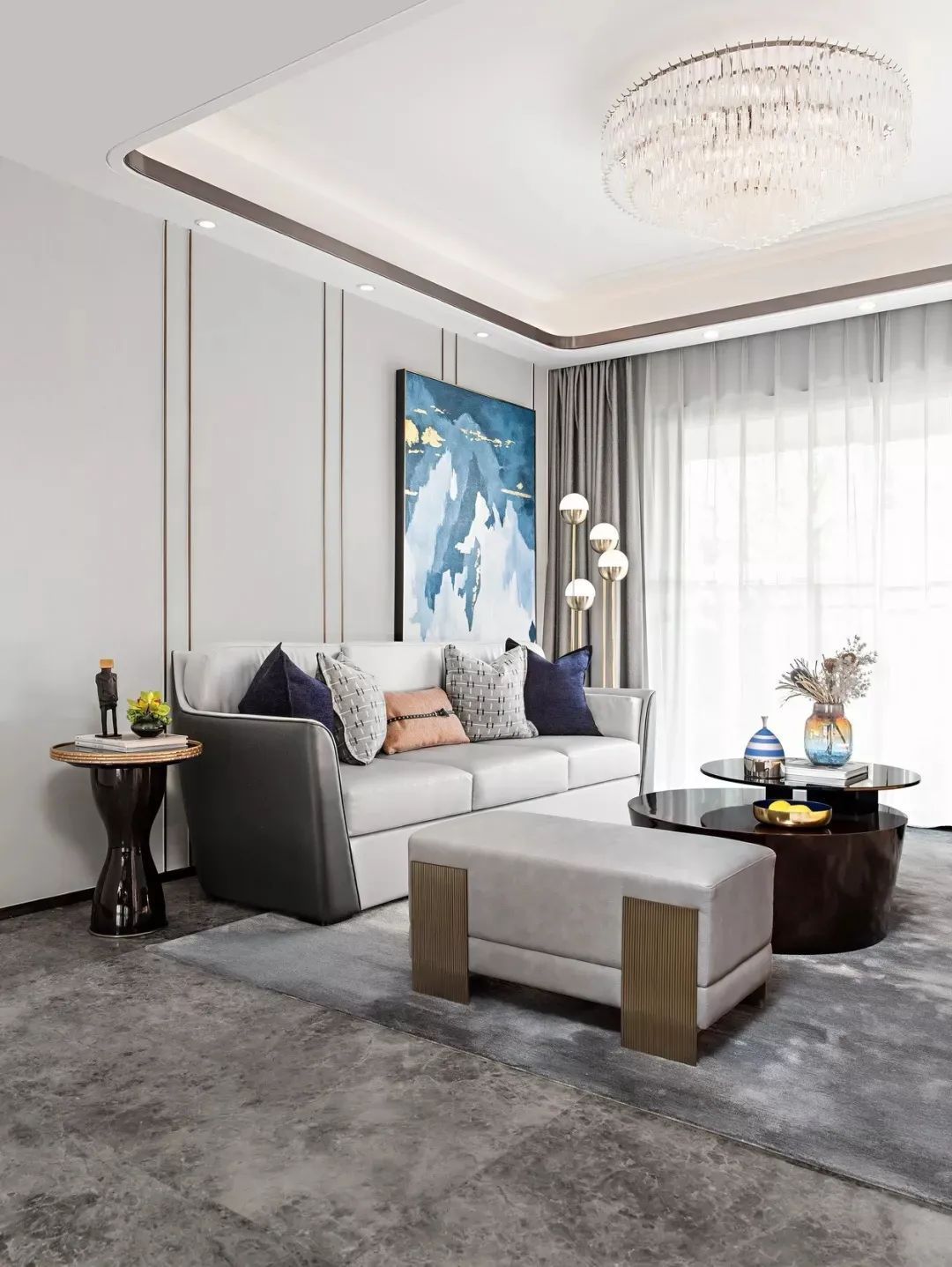 空间|115㎡现代轻奢,配色稳重优雅,材质华丽高级,风格很独特