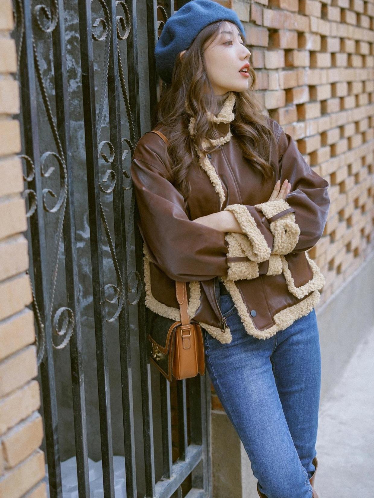 机车服 帅气感爆棚的冬日搭配,机车服造型打动你了吗?元气少女必备