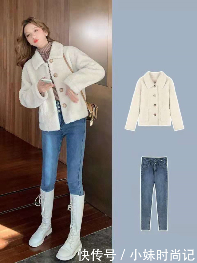 显高|穿了这么久的羽绒服,也该换羊羔毛外套上场,让你的冬季更显高