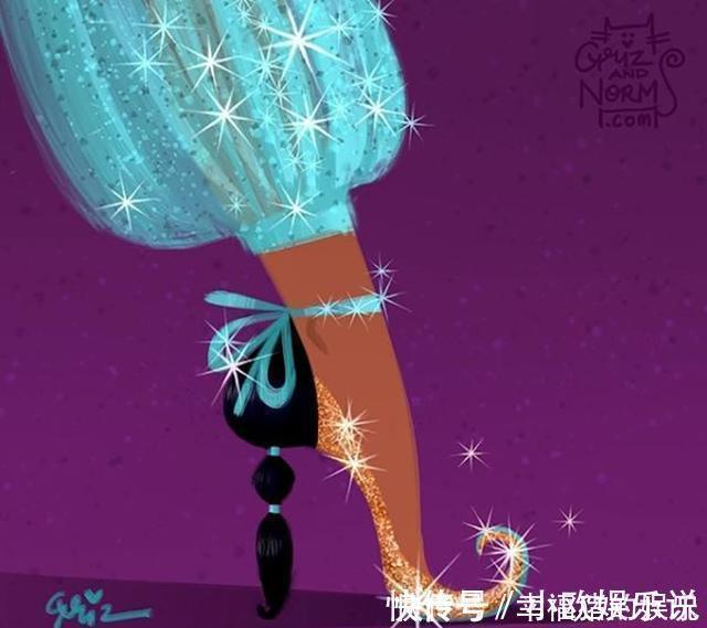 水晶鞋|画师自绘迪士尼公主的鞋子,水晶鞋不算最好看,艾莎公主才惊艳