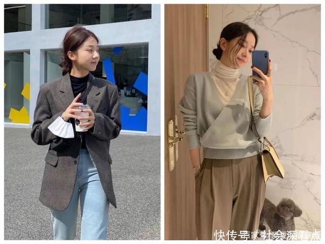  长袖T恤|外套+针织衫，外套+连衣裙，秋冬这么穿时髦又好看