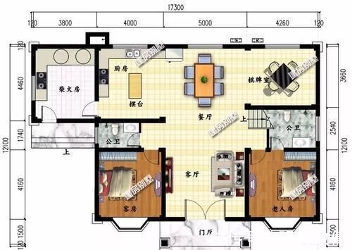 平面图|适合农村建设的两栋别墅，第一栋是堂屋，第二栋是柴棚