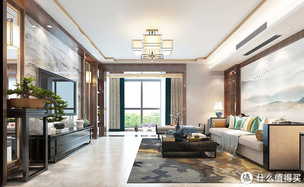 新中式风|长沙夫妻的266㎡新中式风装修火了，入户就足够惊艳，客厅韵味十足