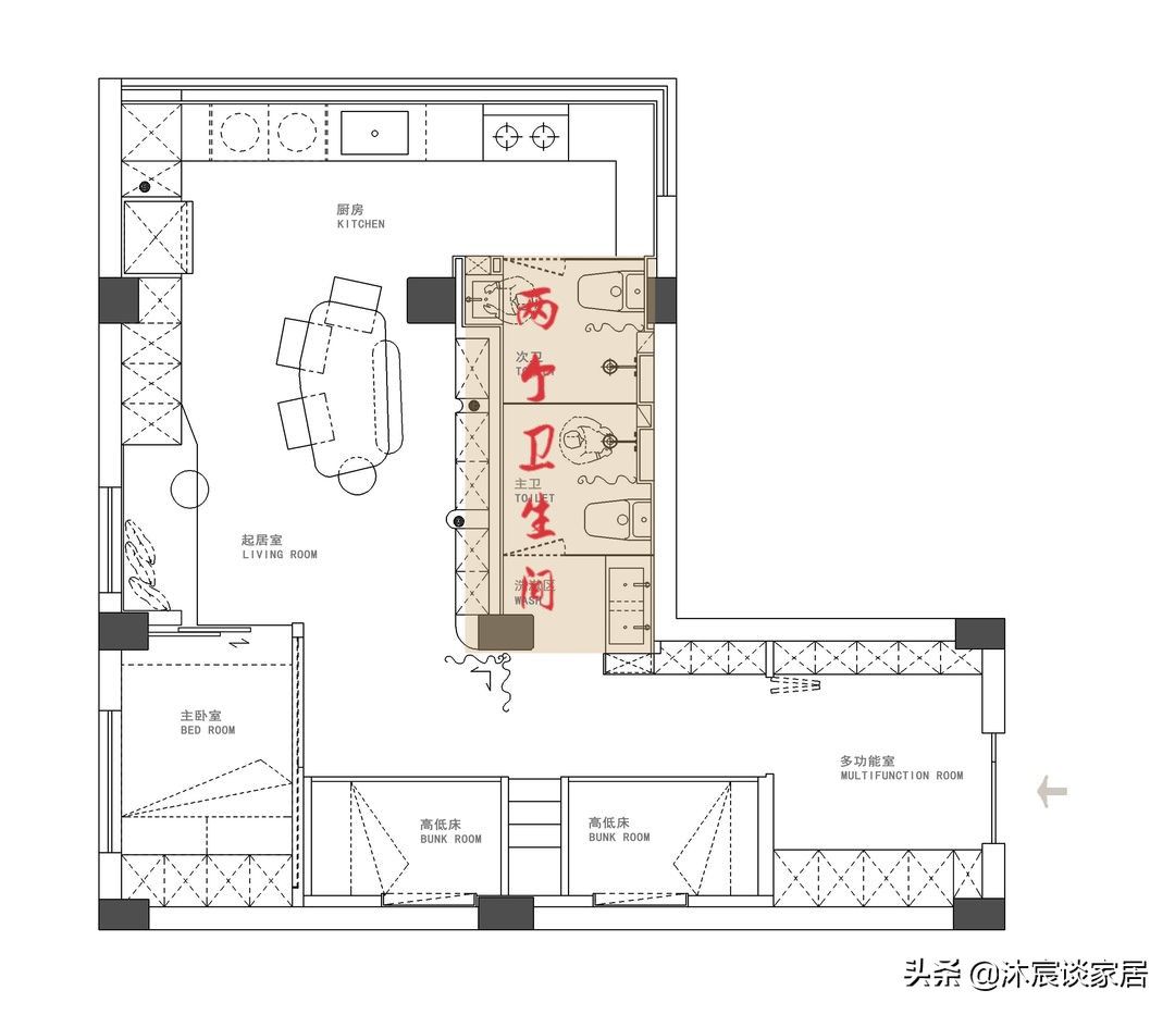 高低床|佩服!她把仅55㎡的家重新改造,有“4室”两卫,老破小逆袭成功