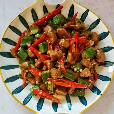 秋葵|秋葵炒牛肉丁