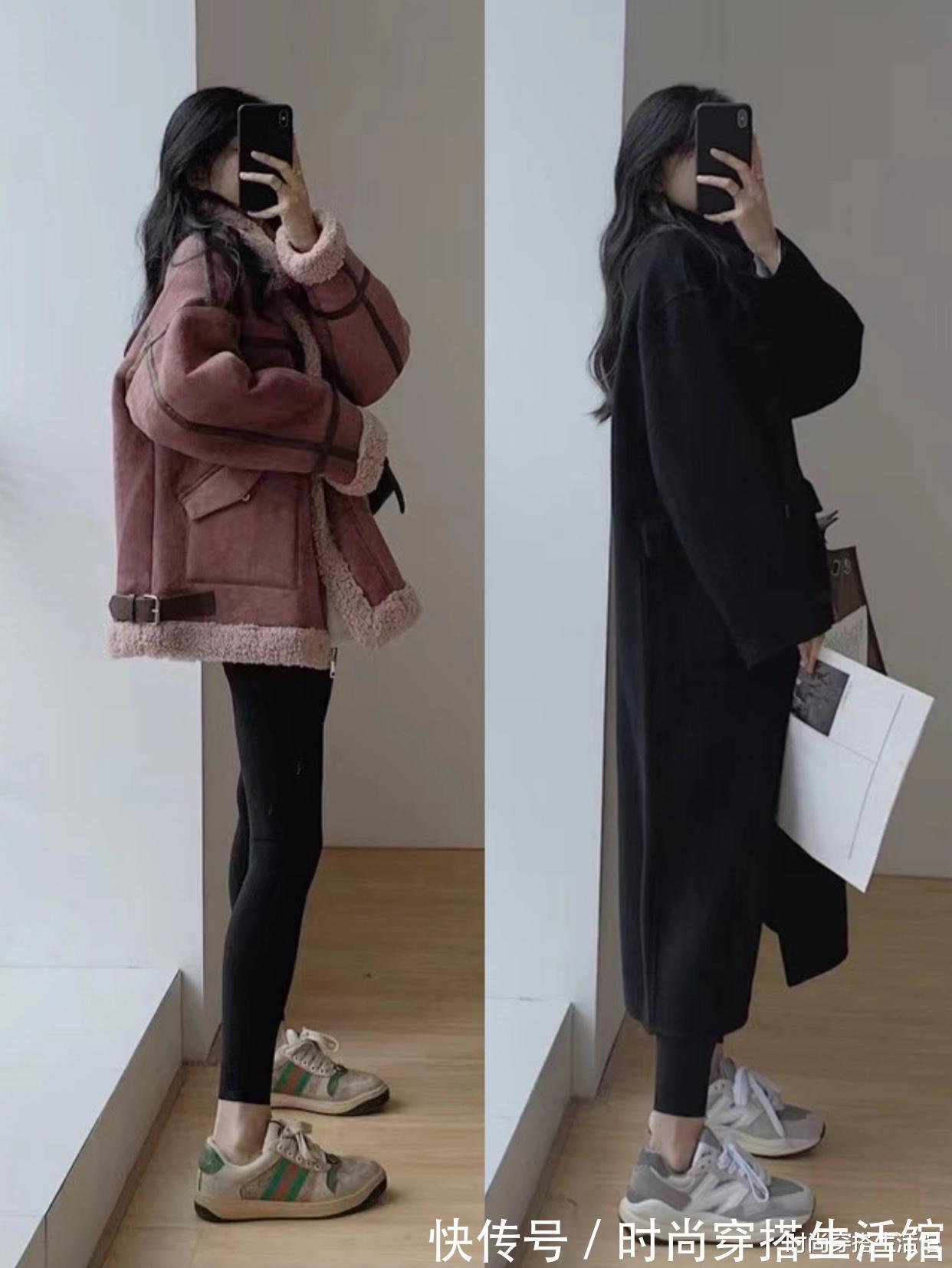 鲨鱼裤|羽绒服下面不一定配裙子,现在流行这样穿,时髦保暖,冬季穿很美