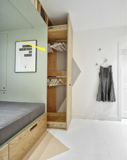 衣帽间|床四周留空30公分,别说书房连衣帽间都有了,小户型装修教科书!