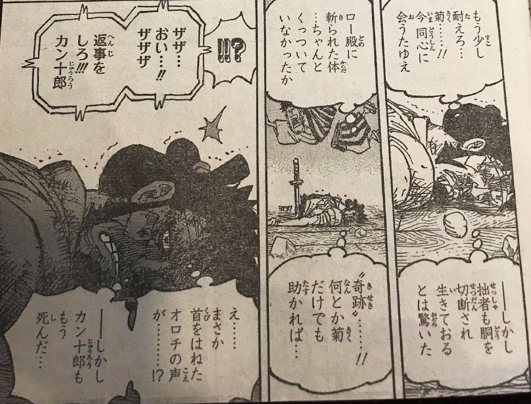 乌索普|海贼王1030话:锦卫门被斩成两段都未死亡,堪十郎这次是真倒了