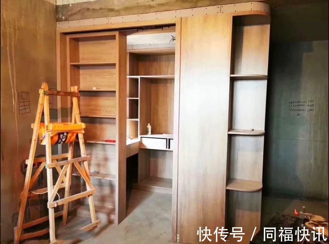 地台床|晒晒我家木工现场打的柜子,比定制柜子省了一半钱,还更精致实用