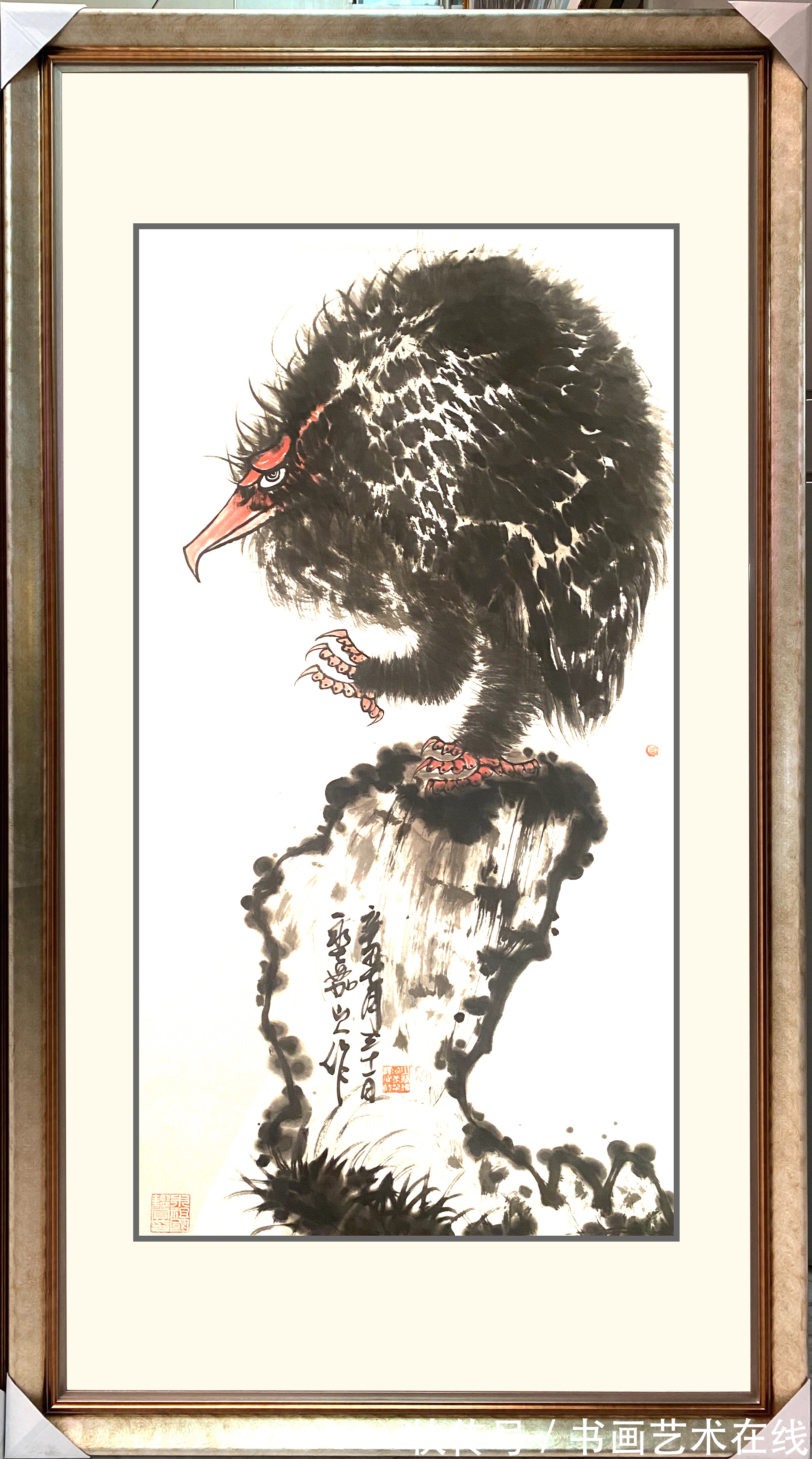 鹰石图!朱祖国为何能在当代画鹰千万家中独领风骚