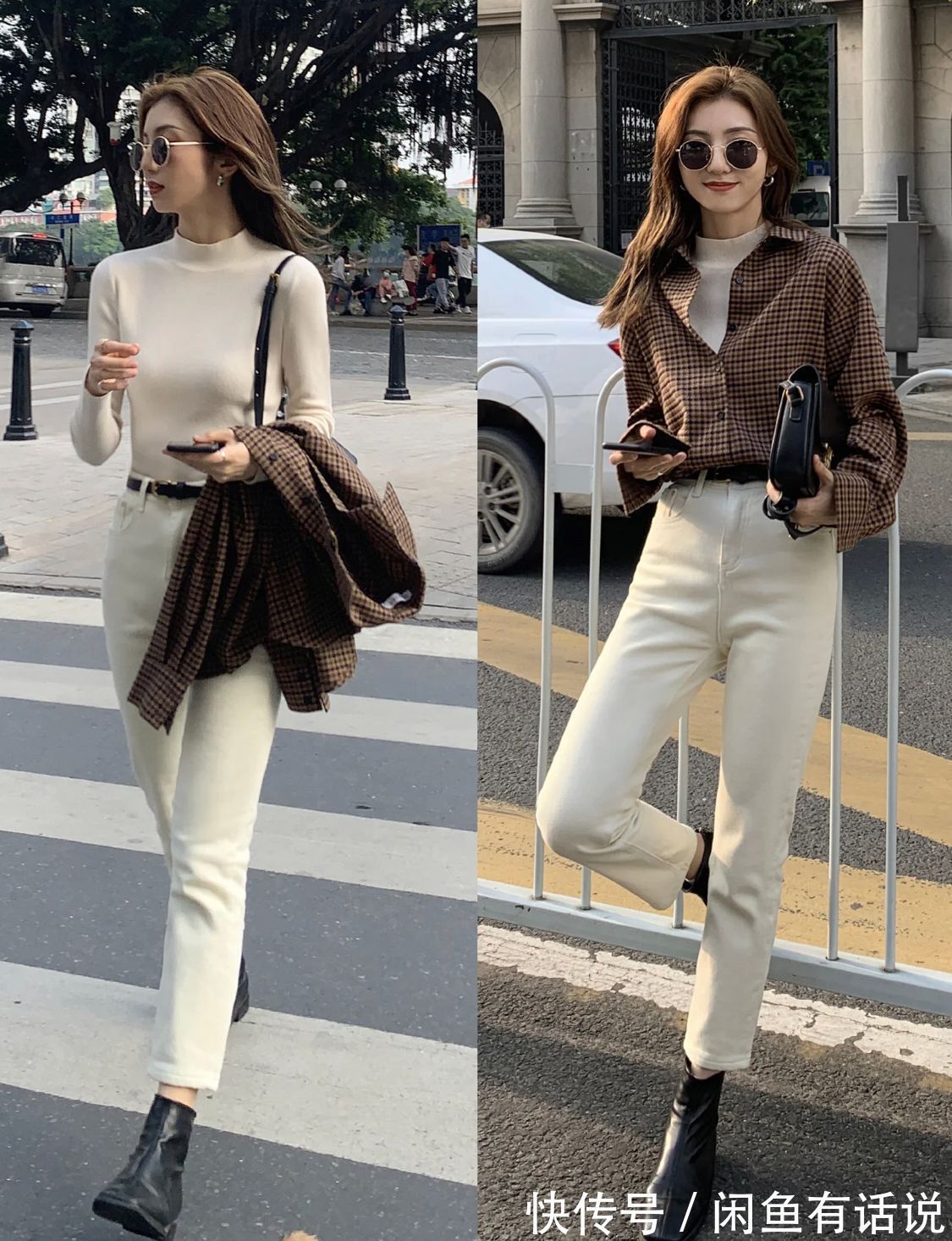 白裤子|纯色打底衫+白裤子,等于中年女人的气质基础,配西装大衣都好看