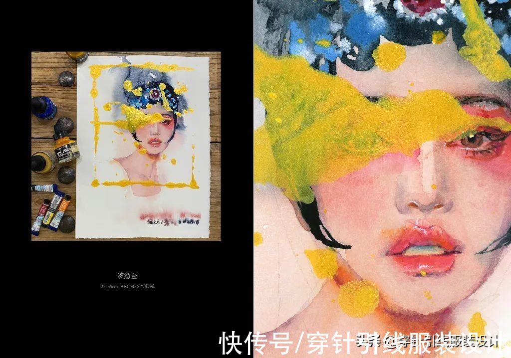 小姐姐#他是抖音水彩第一人，画面充满水墨意境，质感无人能敌