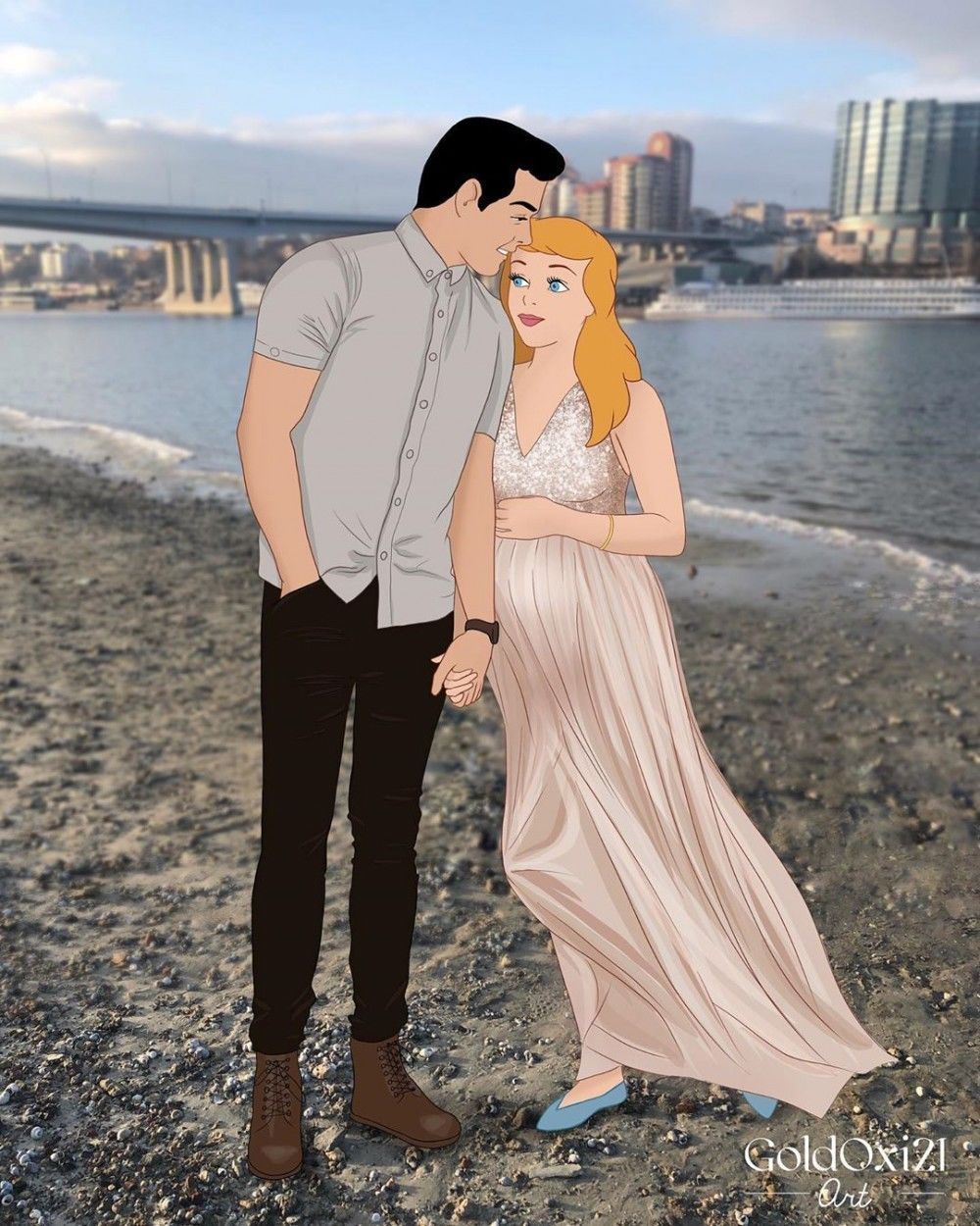 风中奇缘|公主升格当妈!艺术家画出迪士尼公主怀孕画,花木兰造型颠覆形象