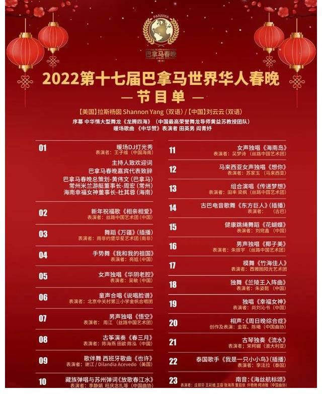 2022第十七届巴拿马世界华人春晚于元宵节播出