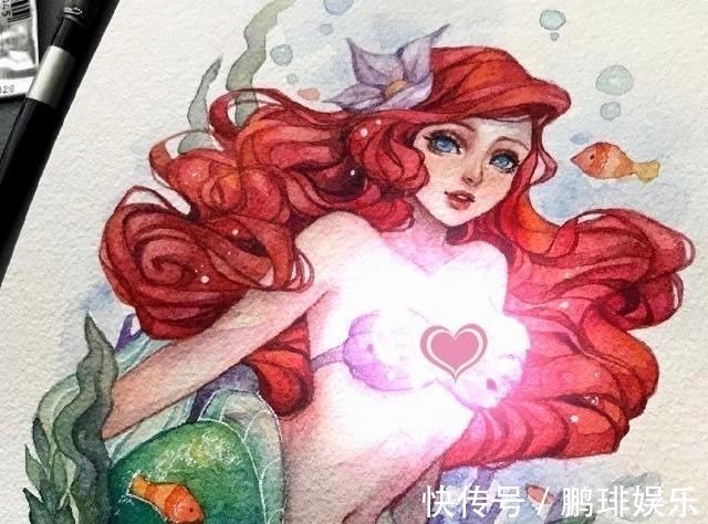 小美人鱼|水彩手绘风的迪士尼公主,艾莎美得很冷艳,花木兰国风韵味很漂亮