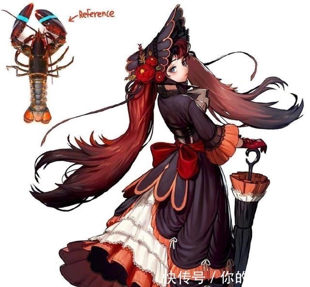 反差萌&画师笔下果然万物皆可拟人化,龙虾妹子好可爱,扑棱蛾子也变美女