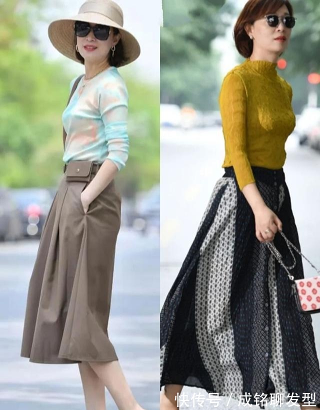 蕾丝|50岁女人别总穿长裤，试试减龄时尚的半身裙，美出优雅美得高级