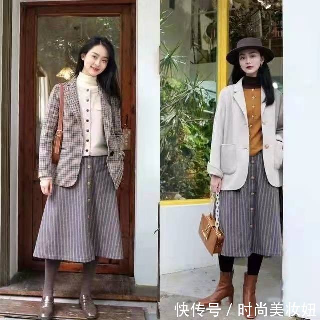 短外套 “短外套+长裙”才是不费力的穿搭,体面又显气质,40岁可以照搬