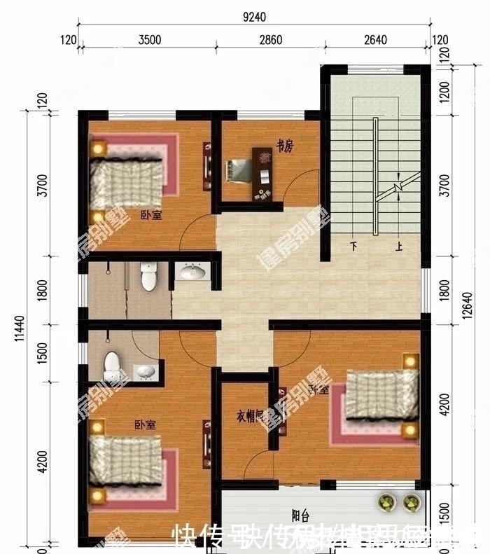 主卧室|小面宽设计的两栋农村别墅,第一栋仿古设计,第二栋带堂屋