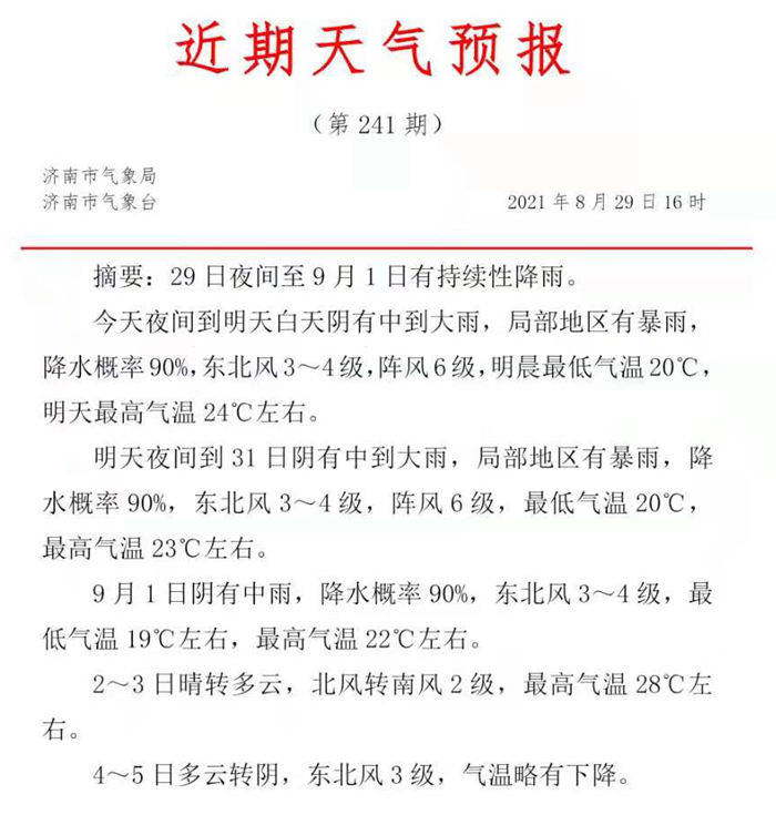 今起三天氣溫低迷濟南此輪降雨或持續到9月1日 中國熱點