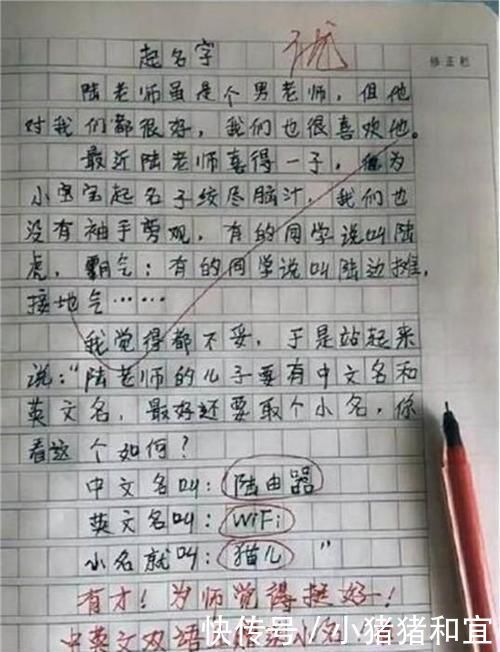 让学生|小学生作文“起名字”走红，中英文双语还赠送小名，老师有才