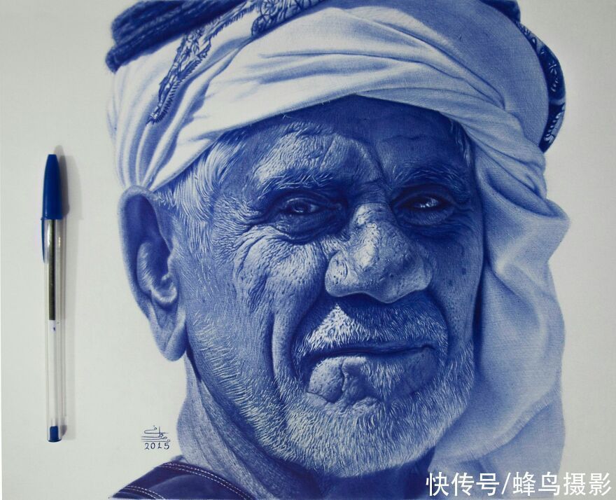 肖像&有这水平还要相机干嘛?30张圆珠笔画,图1画了一个月细到毛孔