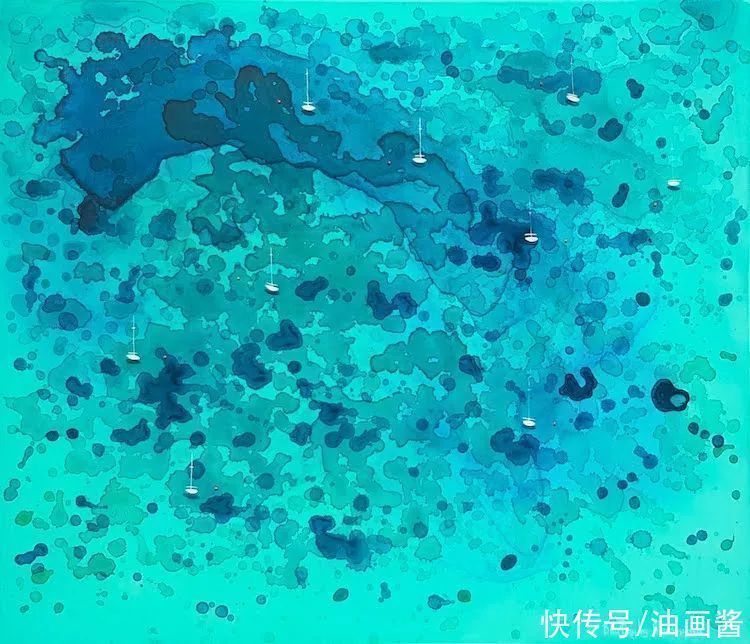 尤莉娅!她的画只有一滩稀薄的蓝色,简单到了极致,同时也美到了极致