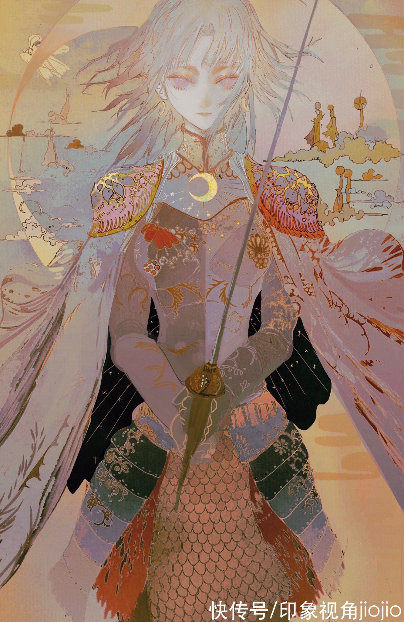 人物插画#平涂风格的幻想系人物插画,每一幅作品都似乎在讲故事