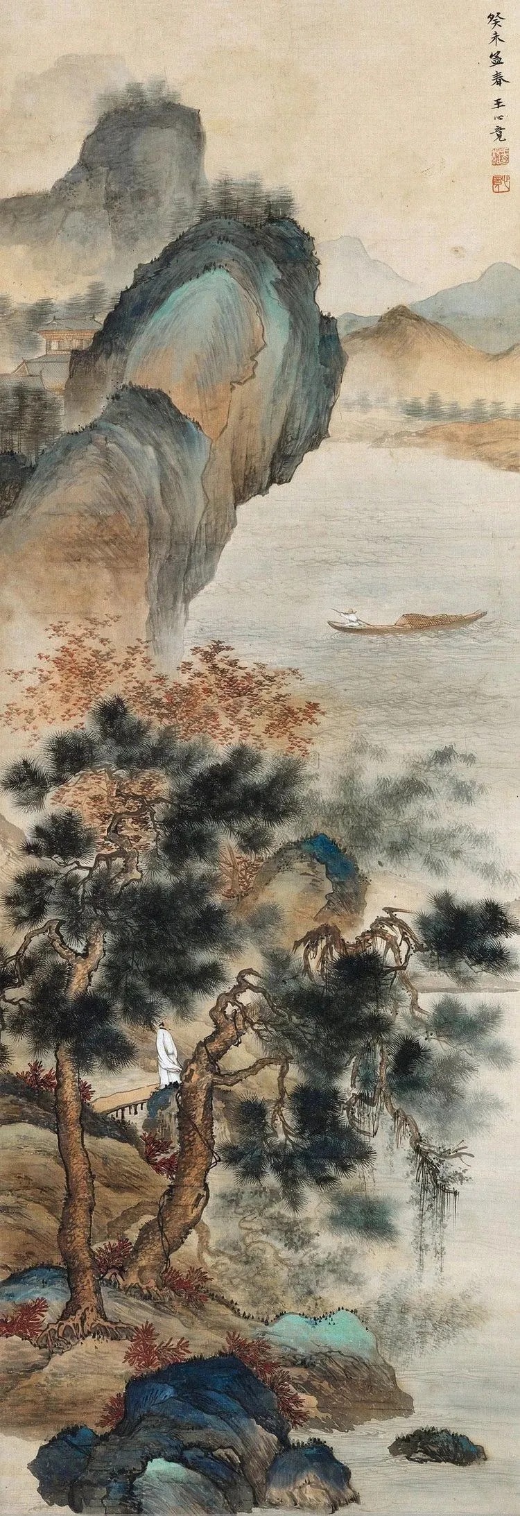 湖社画会&这山水画风清秀劲峭,气势开张,细腻典雅,笔法精致!