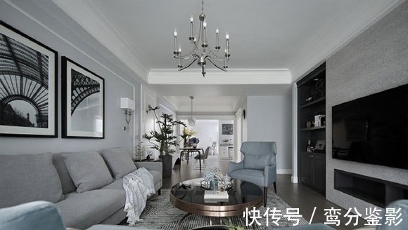 空间|133㎡高级灰时尚轻奢空间,优雅的质感,嵌入式电视柜真实用