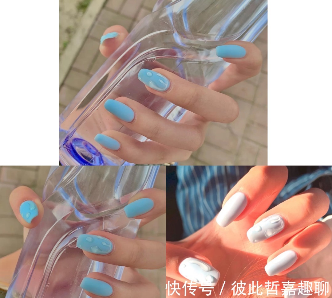温柔|温柔纯欲的水滴美甲,显白又可爱,夏日风拉满!