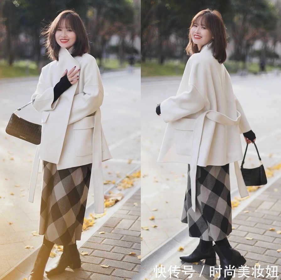 穿搭 梨形身材学会穿“大衣+裙子”,不显胖不臃肿,美得刚刚好