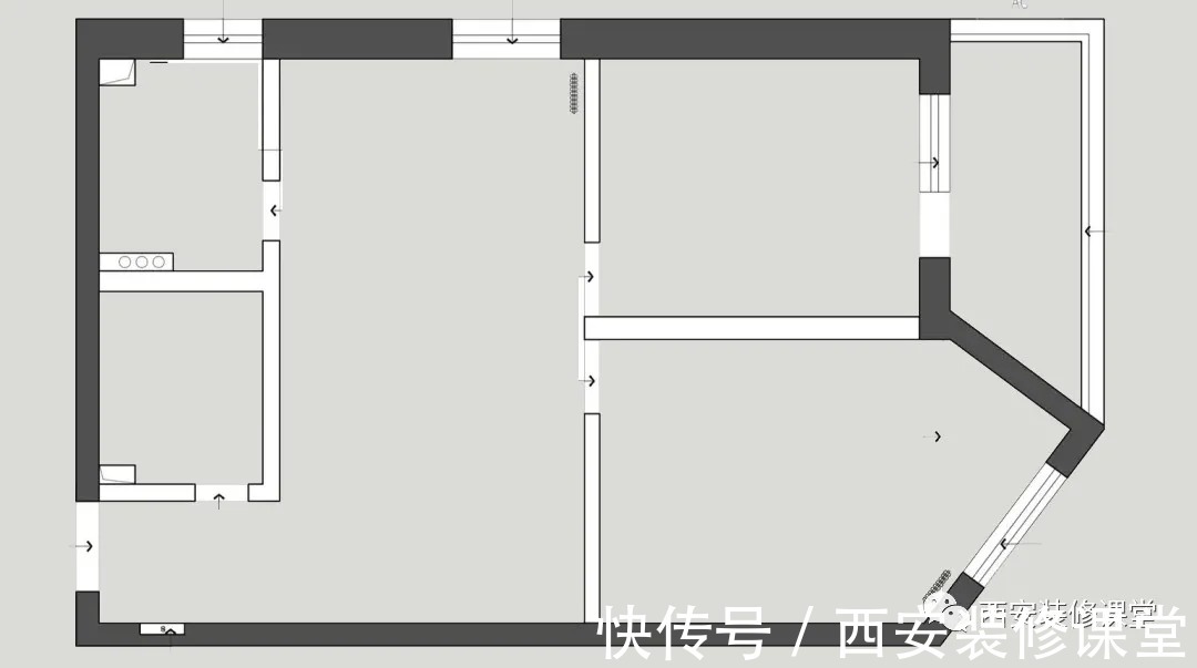 客餐厅|75㎡两室老破小,改造三室温馨居