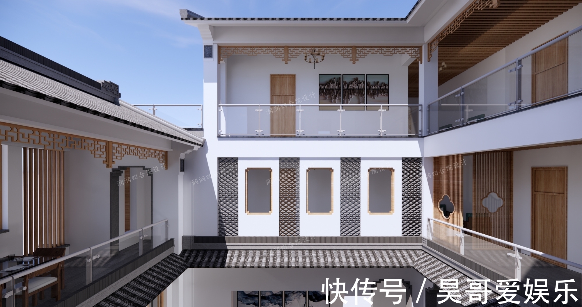 庭院|广东清远三层带地下室家族大宅现代四合院民宿28×20