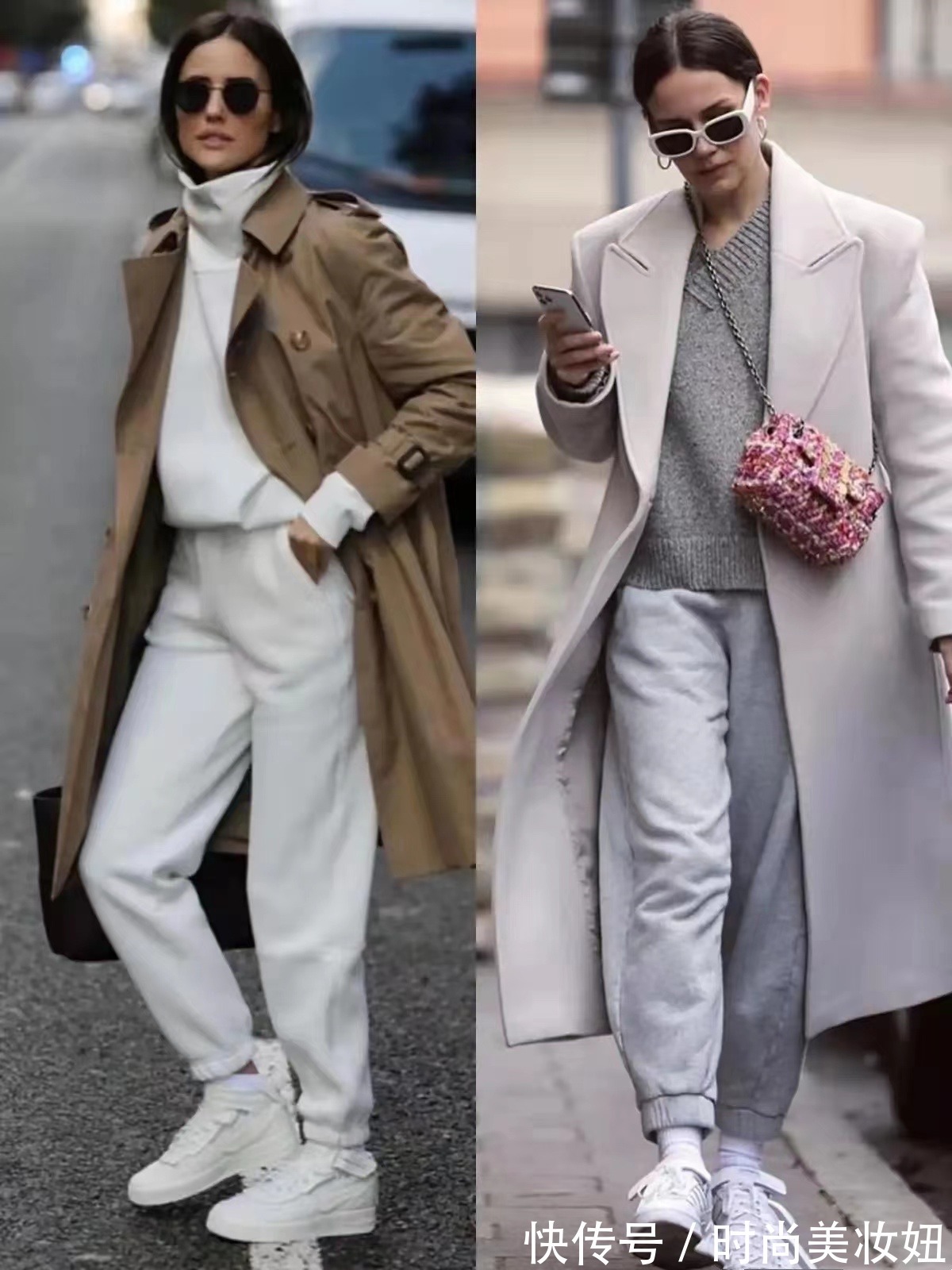 冬天|冬天别总穿羽绒服配运动鞋,试试“大衣+运动鞋”,时髦精都爱