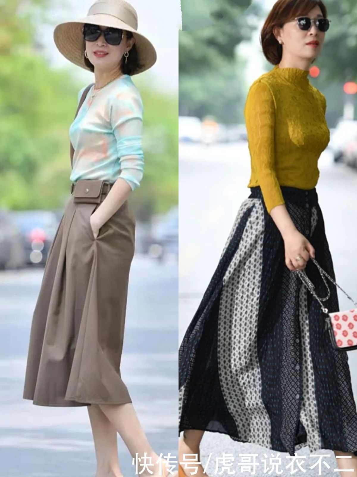 裙装|50岁女人半裙再多不如懂搭配，掌握4个小窍门，优雅气质还显年轻