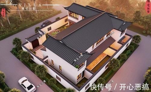 鸟瞰图|宅基地宽二十八米,长二十一米,想建个中式四合院该怎么设计?