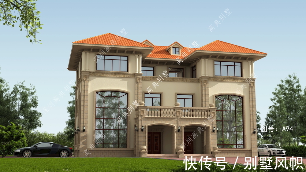 双拼别墅|欧式双拼别墅,适合两兄弟建造,符合大部分朋友的审美。