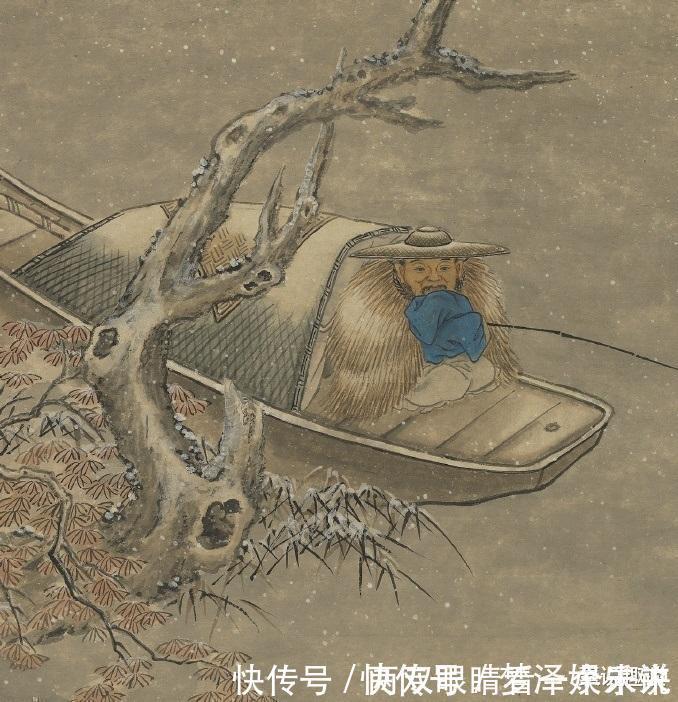 陆治@500年前的一幅古画,老人江中钓鱼,却被乾隆盖了10多个章