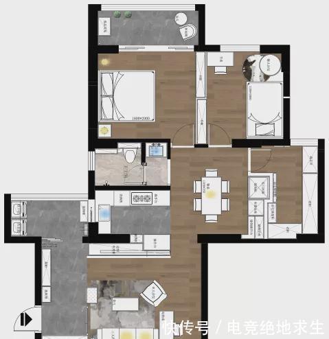 收纳|80㎡现代简约小两居，复古绿+胡桃木格调满满，独立衣帽间超实用
