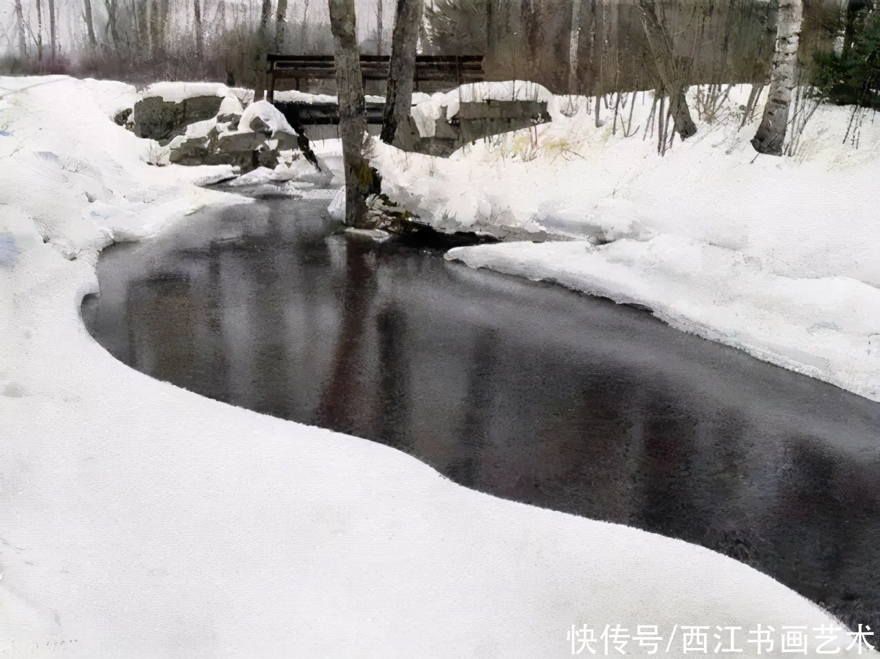 克拉科夫$这位瑞典水彩画家把海边的石头质感画得好极了