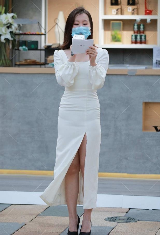 清新|白色礼服裙,清新自然,时尚大气,长款更显气质出众