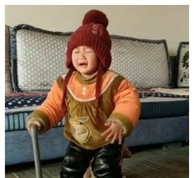 孙子|让孙子模仿奶奶,1岁孙子拄着拐杖就开始,下一幕爷爷牙都笑掉了