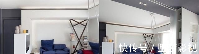 欧松板|打掉客厅与书房隔墙，壁挂悬浮电视墙做隔断，实现功能区互通共享