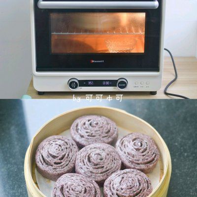 黑芝麻黑米千层花卷︱手撕馒头