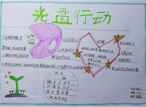  河镇|平谷区南独乐河镇“光盘行动 ”主题绘画手抄报来啦